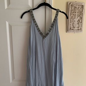 Blue dress w beaded neckline